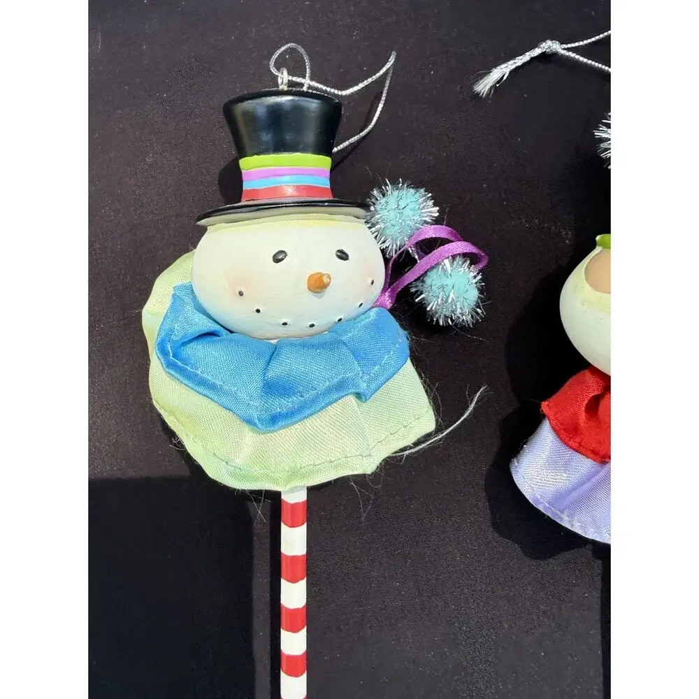 2 Midwest Of Cannon Falls Snowman Santa Whimsical Christmas ornaments -Lo10